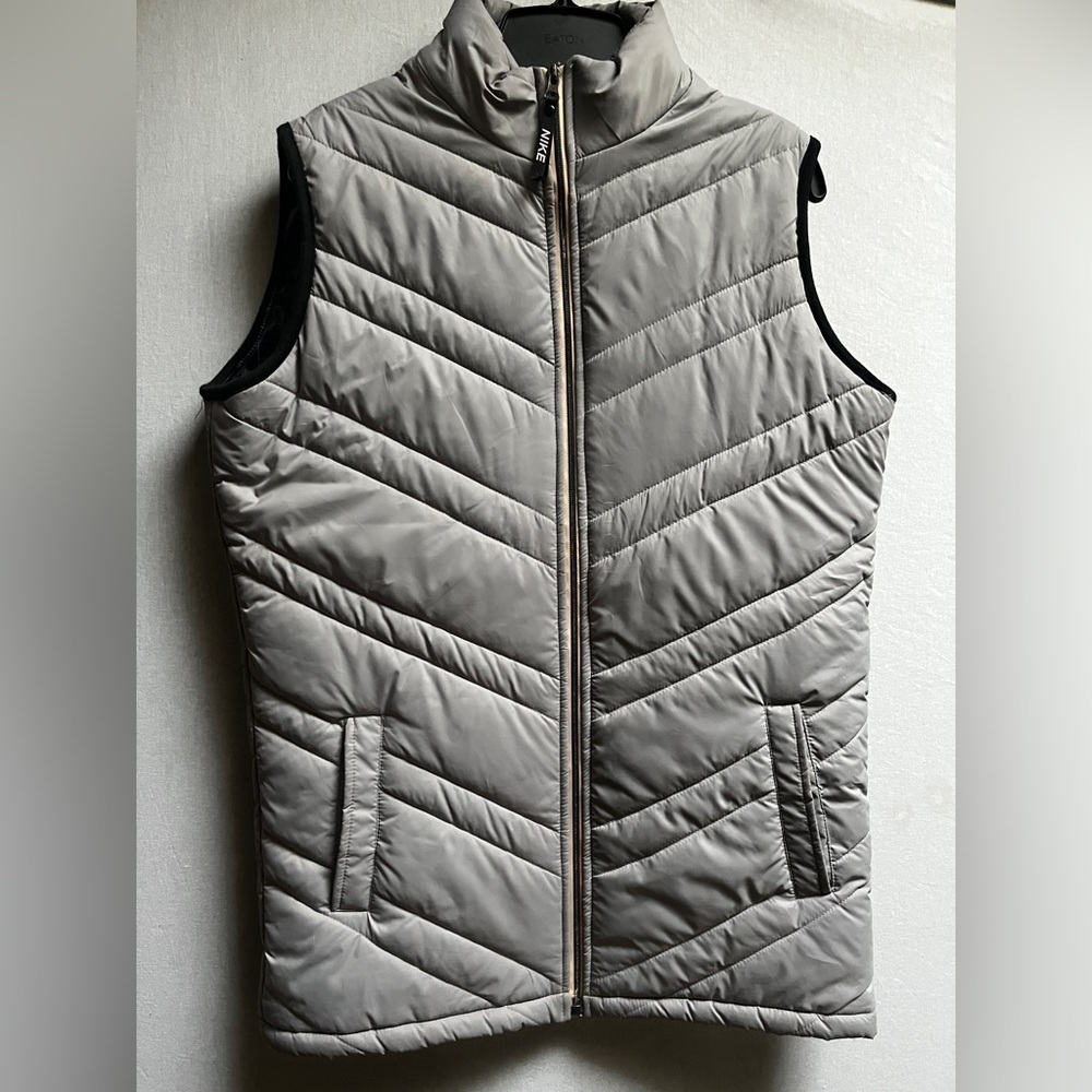 Vintage Nike Quilted Puffer Vest Gray Insulated Zip Up Men’s L
